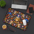 Cathedral Rose Stained Glass Nativity Desk Mat
