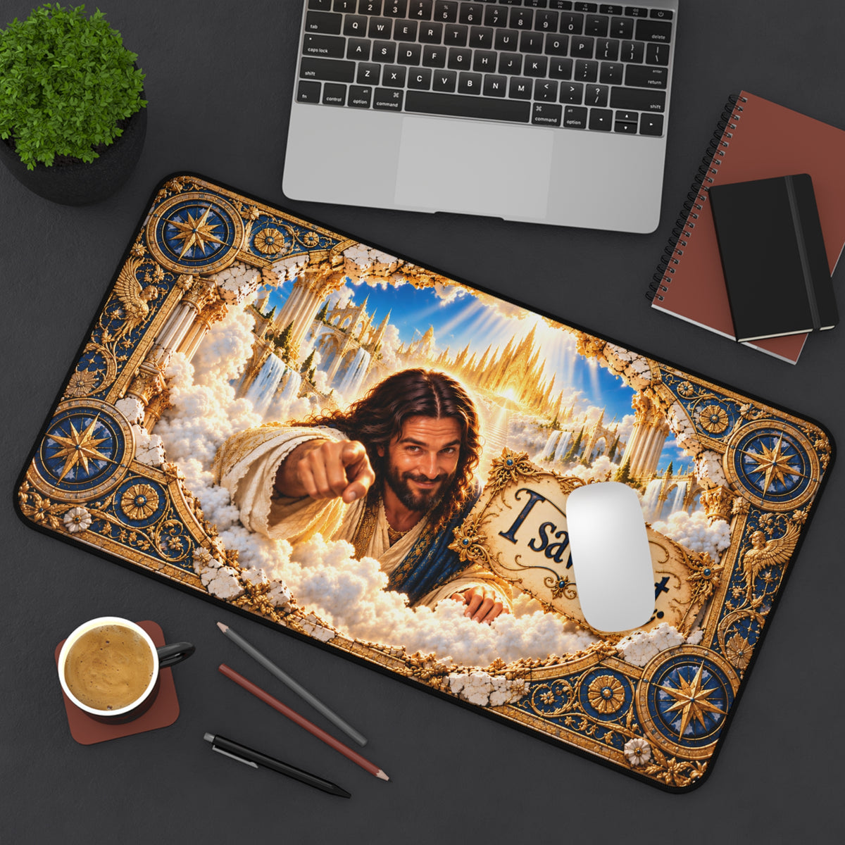I Saw That! Jesus 3D Optical Illusion Desk Mat