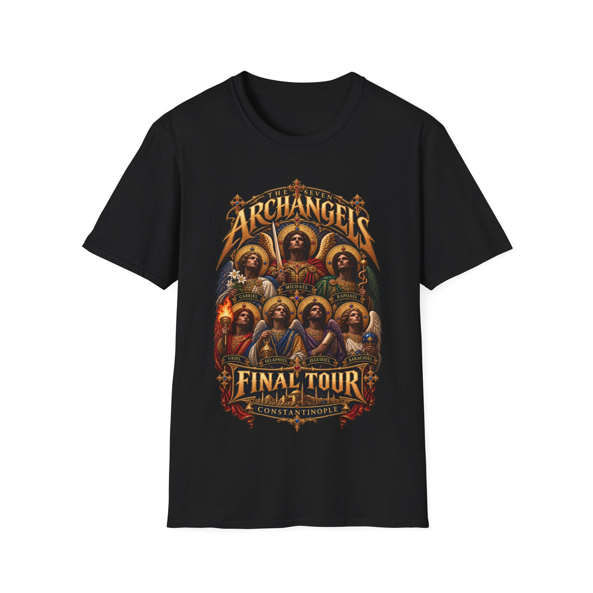 Seven Archangels Final Tour T-Shirt | Byzantine Eastern Orthodox Angel Art | Constantinople Concert Tee | Christian Gift