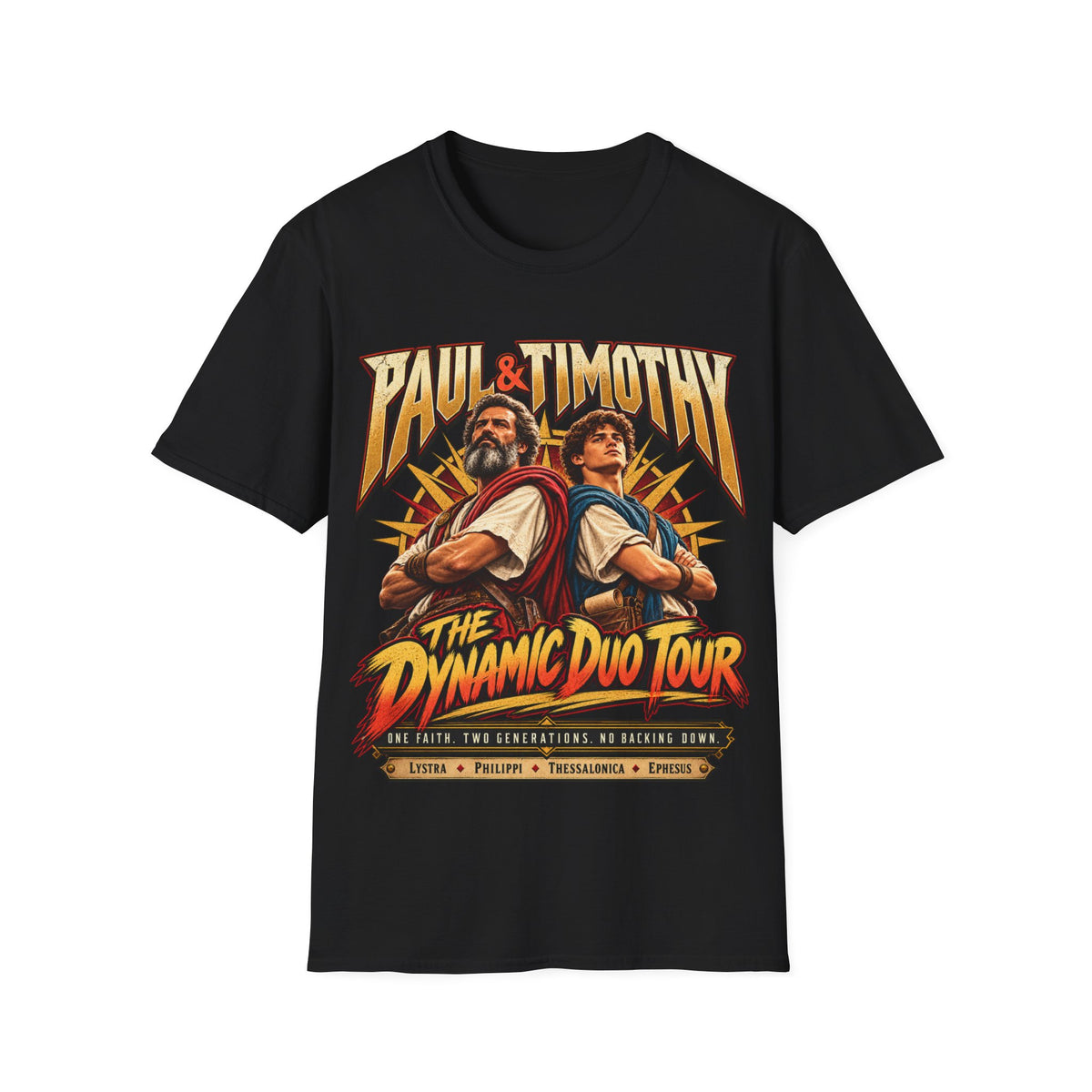 Paul and Timothy Dynamic Duo Tour T-Shirt | Christian Rock Concert Tee | Bible Inspired Graphic Shirt | Faith Gift for Men & Women