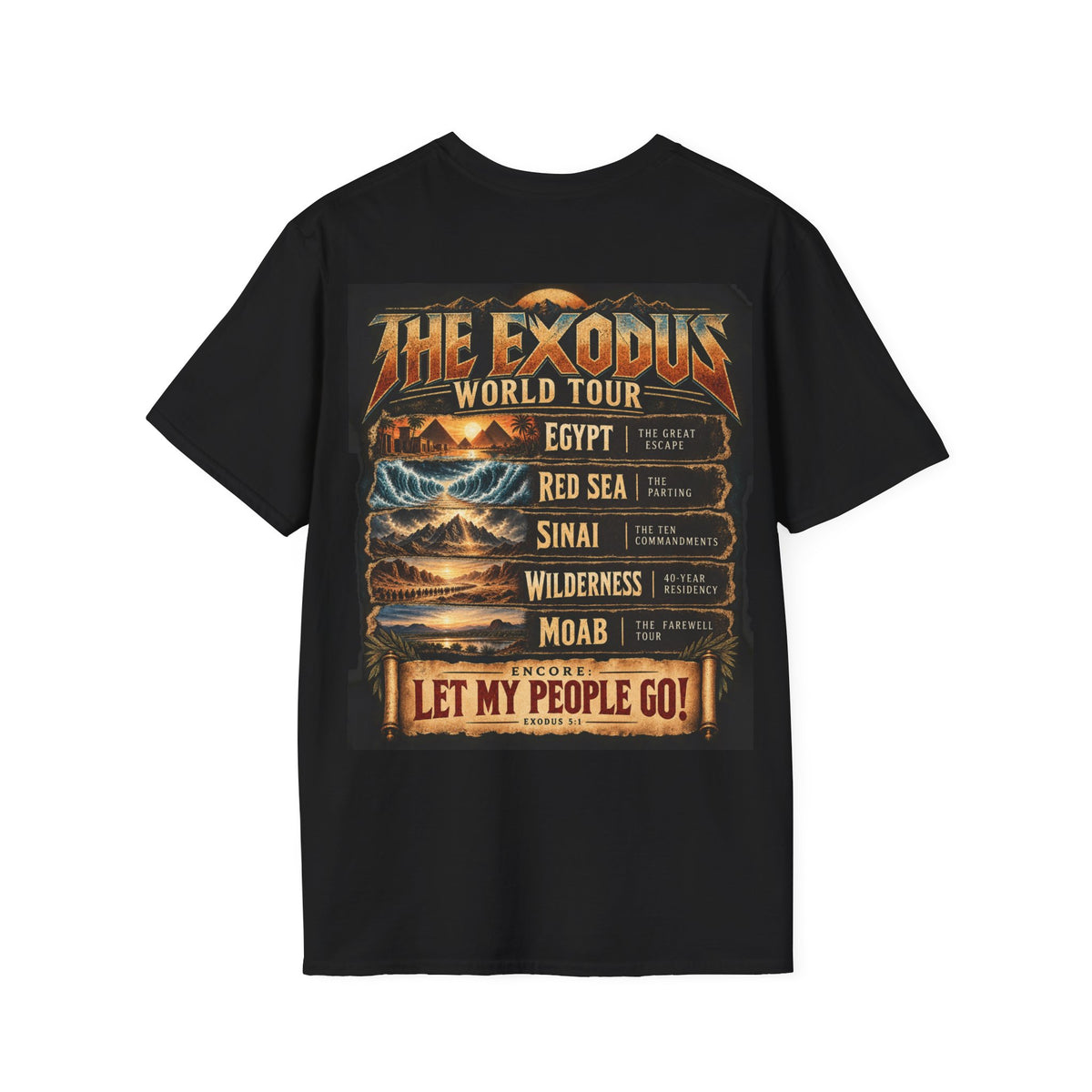 Moses Exodus World Tour T-Shirt | Funny Christian Concert Tee | Bible Inspired Graphic Shirt | Red Sea Parting Religious Gift