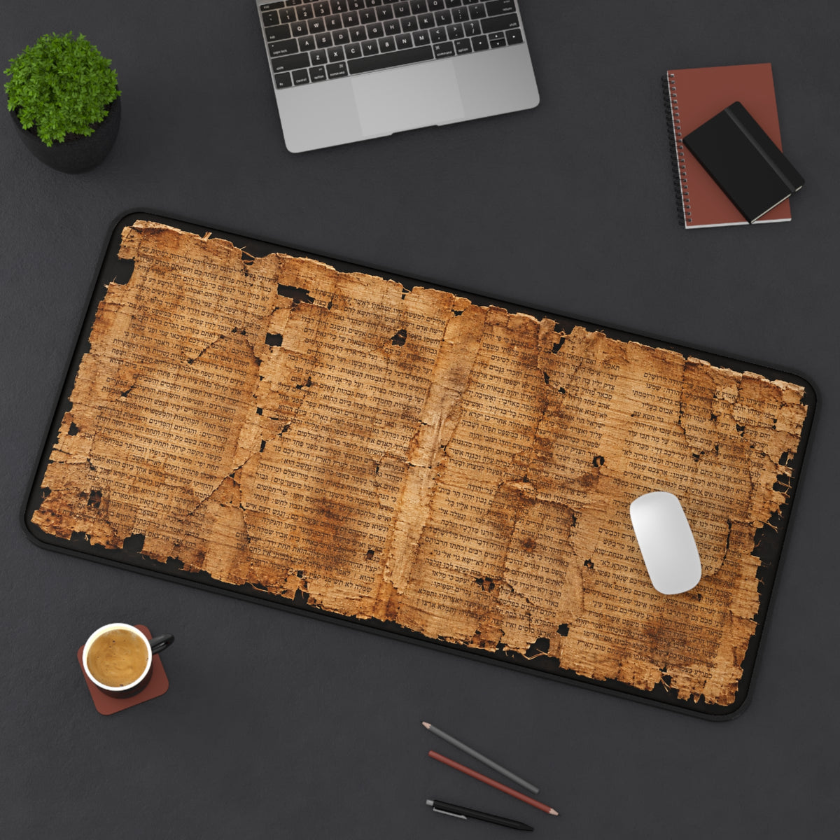 Ancient Isaiah Scroll Inspired Desk Mat with Niqqud