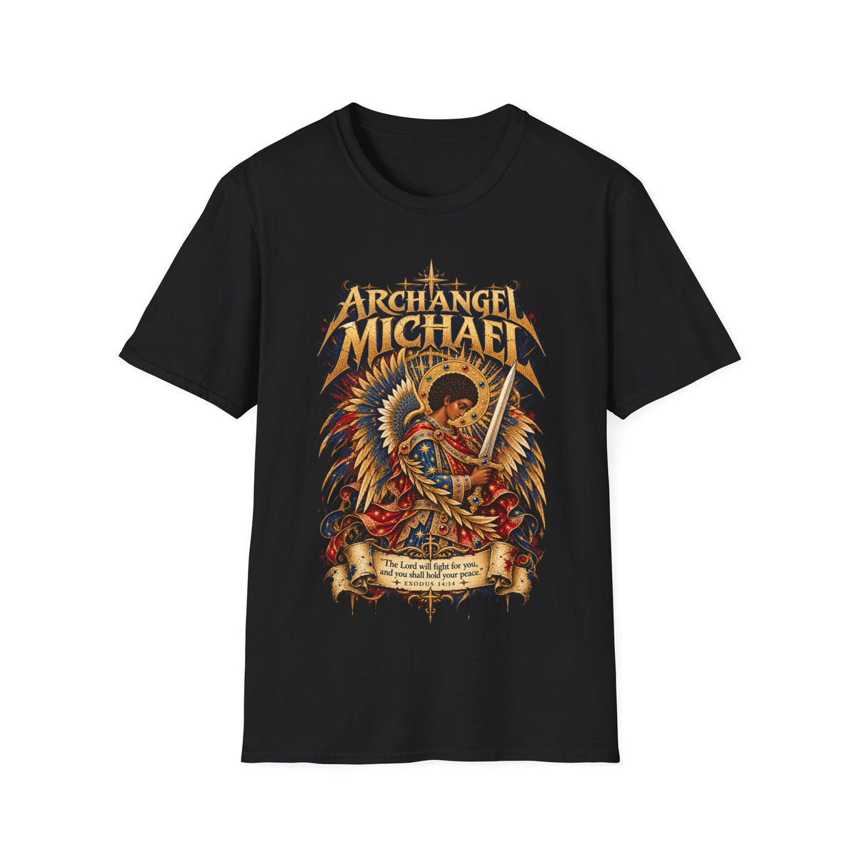Archangel Michael T-Shirt | Ethiopian Byzantine Angel Art | Exodus 14:14 | Christian Warrior Tee | Bold Faith Gift