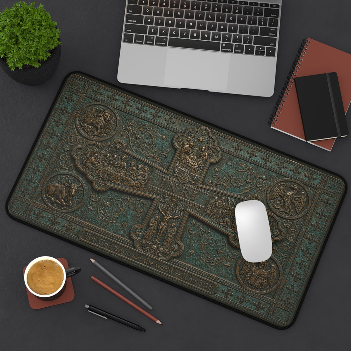 Life of Christ Bronze Relief Desk Mat