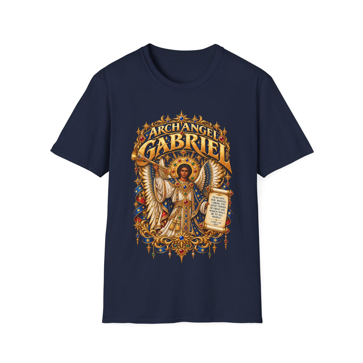Archangel Gabriel T-Shirt | Ethiopian Byzantine Angel Art | Luke 2:10 | Christian Messenger of God Tee | Orthodox Christian Gift