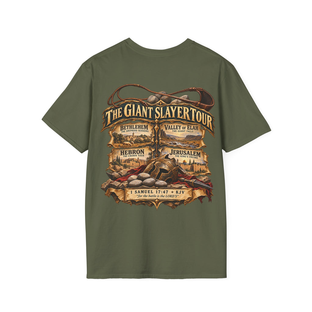 David Giant Slayer Tour T-Shirt | Biblical Concert Tee | David and Goliath Christian Shirt | Vintage Bible Graphic Tee | 1 Samuel 17:47