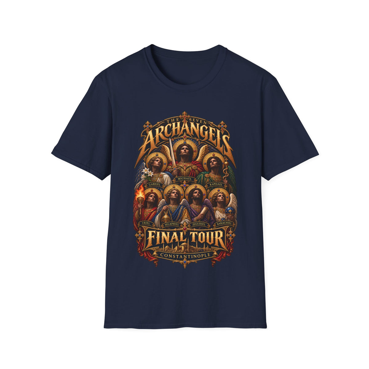 Seven Archangels Final Tour T-Shirt | Byzantine Eastern Orthodox Angel Art | Constantinople Concert Tee | Christian Gift