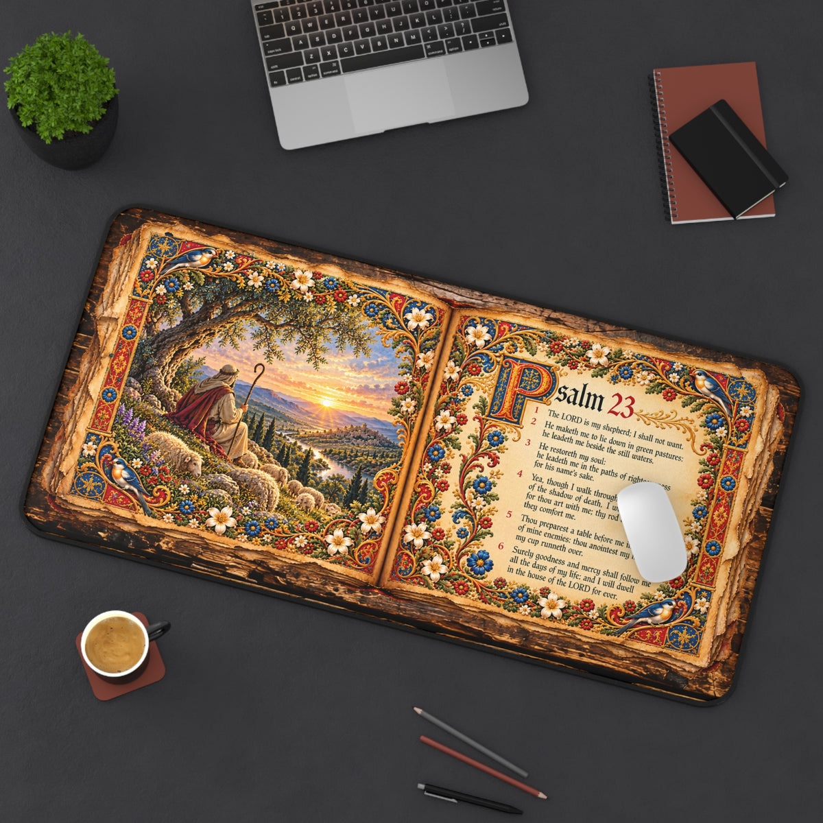 Psalm 23 Illuminated Manuscript Desk Mat
