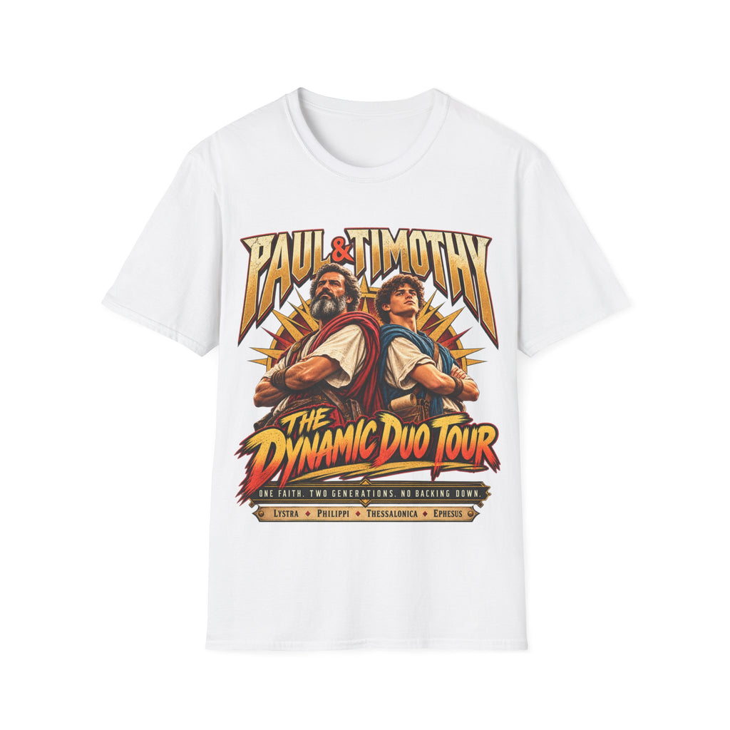 Paul and Timothy Dynamic Duo Tour T-Shirt | Christian Rock Concert Tee | Bible Inspired Graphic Shirt | Faith Gift for Men & Women