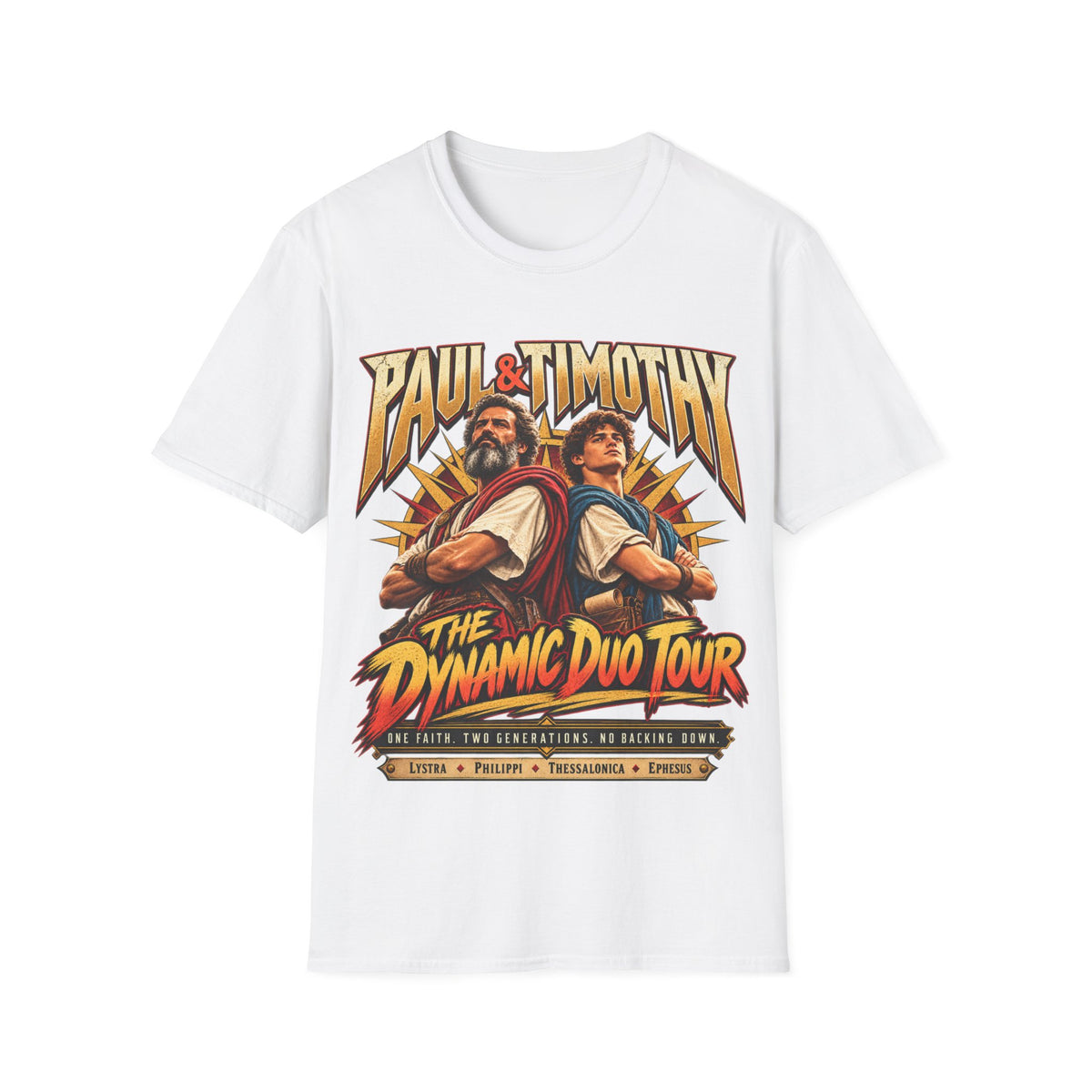 Paul and Timothy Dynamic Duo Tour T-Shirt | Christian Rock Concert Tee | Bible Inspired Graphic Shirt | Faith Gift for Men & Women