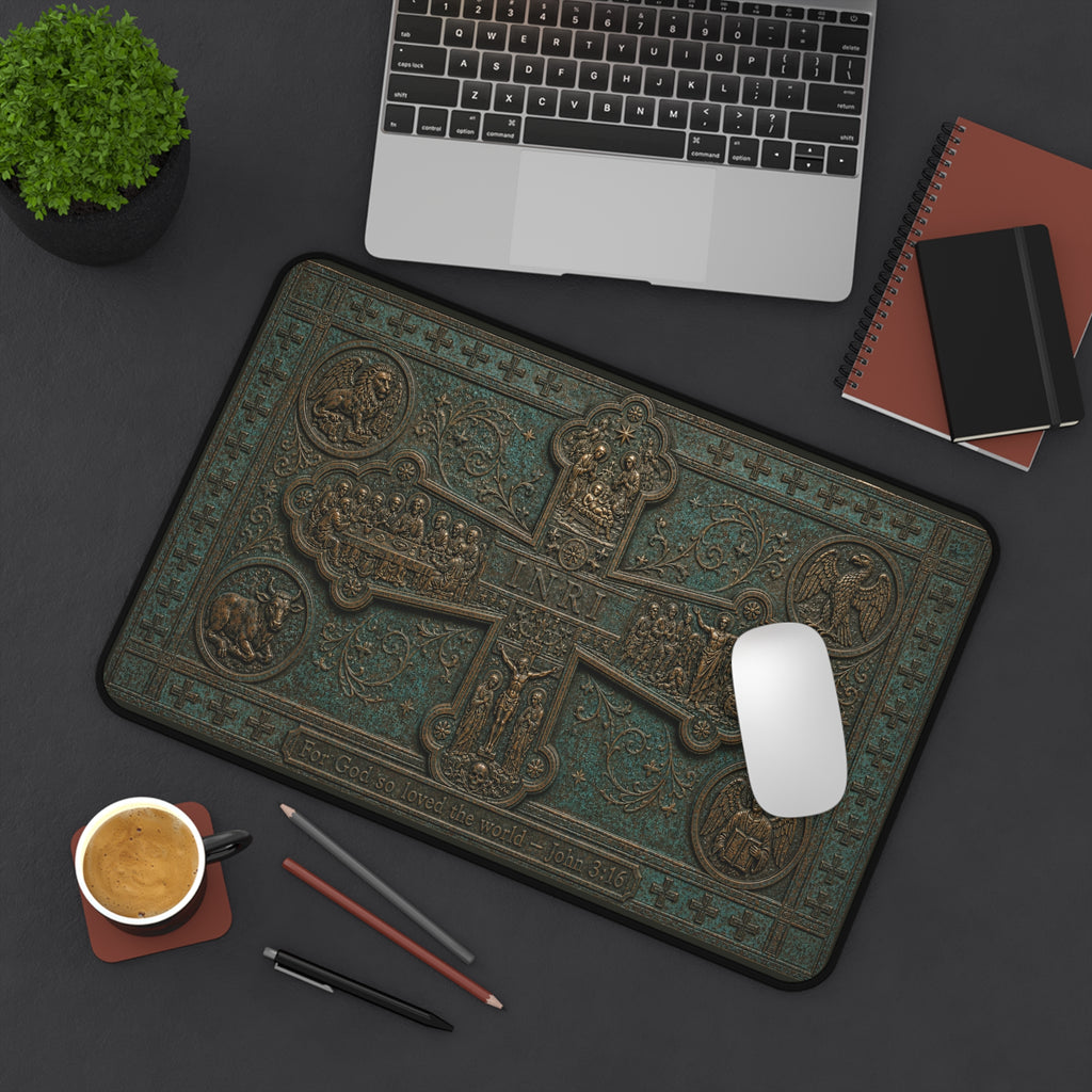 Life of Christ Bronze Relief Desk Mat