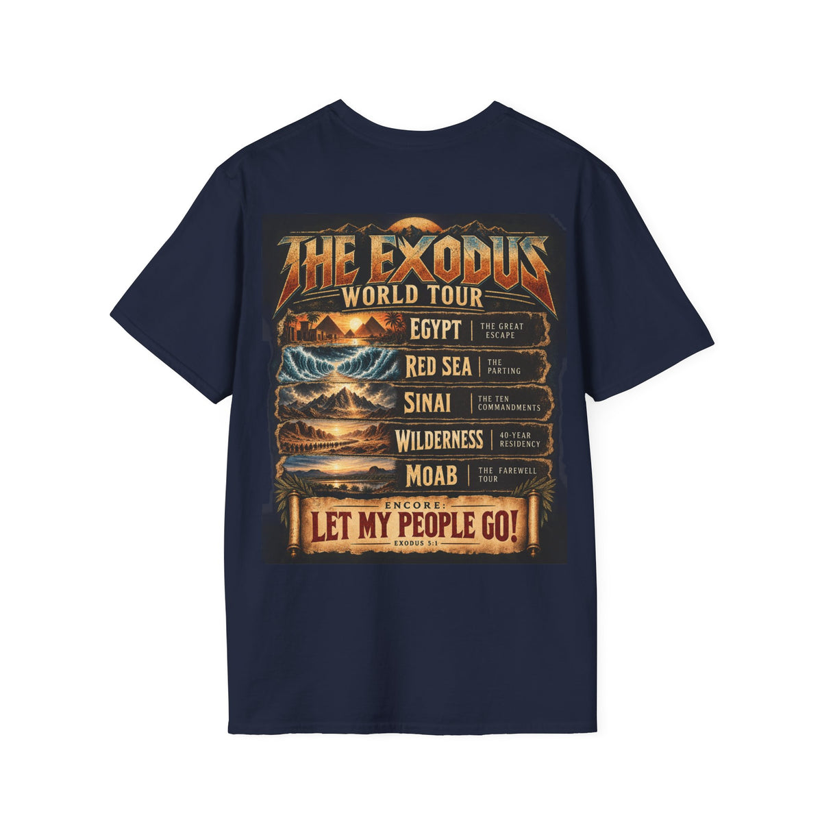 Moses Exodus World Tour T-Shirt | Funny Christian Concert Tee | Bible Inspired Graphic Shirt | Red Sea Parting Religious Gift