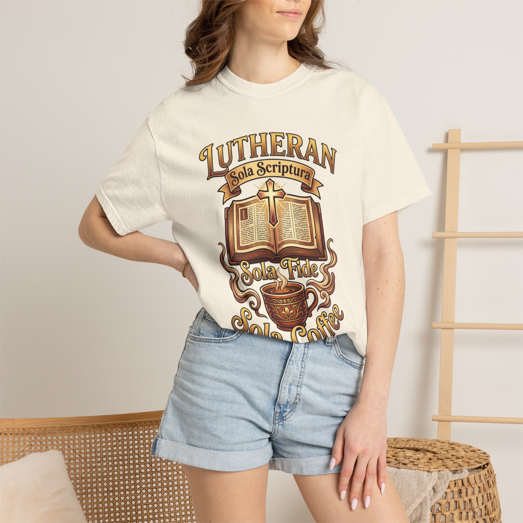 LUTHERAN T-Shirt: Sola Scriptura Sola Fide Sola Coffee