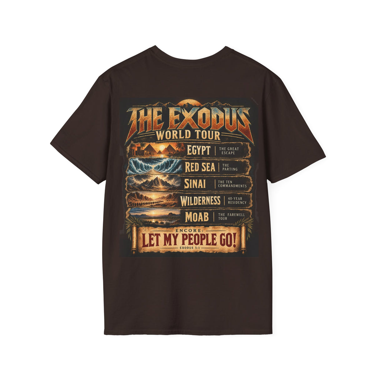 Moses Exodus World Tour T-Shirt | Funny Christian Concert Tee | Bible Inspired Graphic Shirt | Red Sea Parting Religious Gift