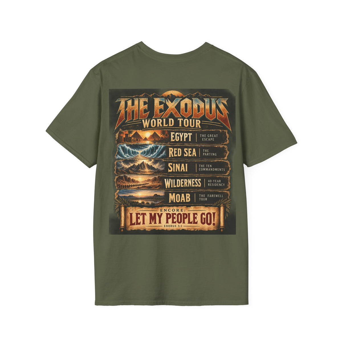 Moses Exodus World Tour T-Shirt | Funny Christian Concert Tee | Bible Inspired Graphic Shirt | Red Sea Parting Religious Gift