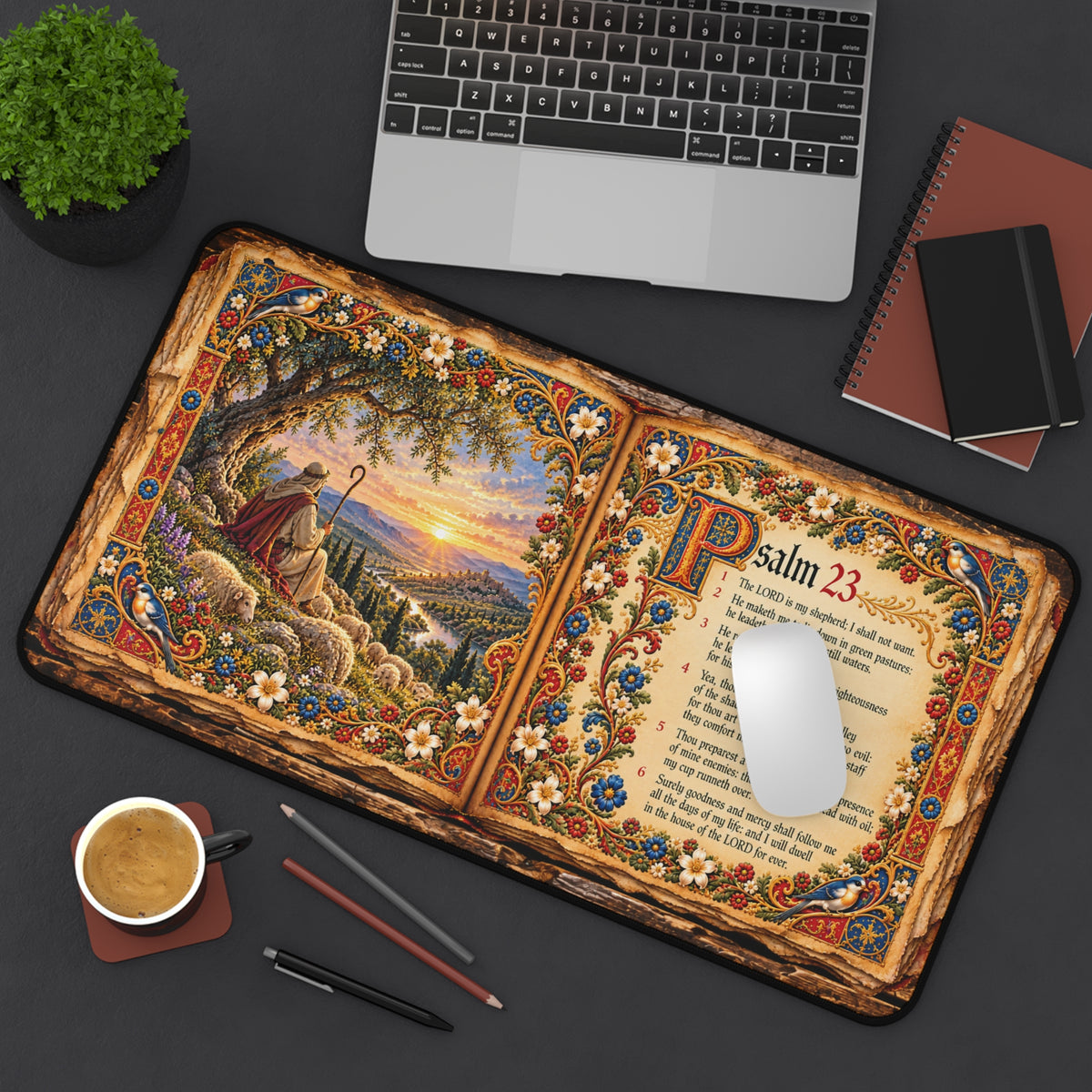 Psalm 23 Illuminated Manuscript Desk Mat