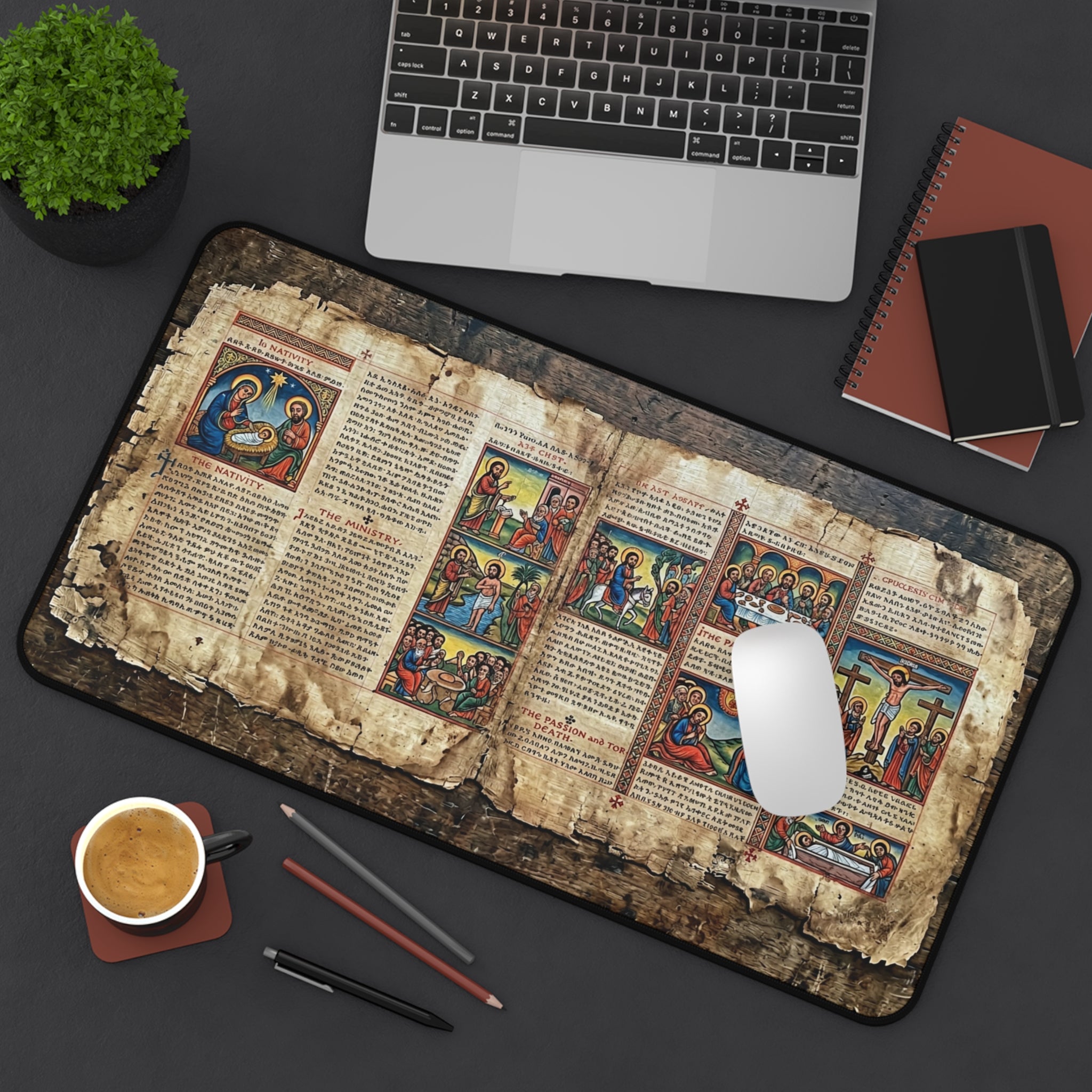Ancient Ethiopian Papyrus of the Life and Death of Jesus Desk Mat
