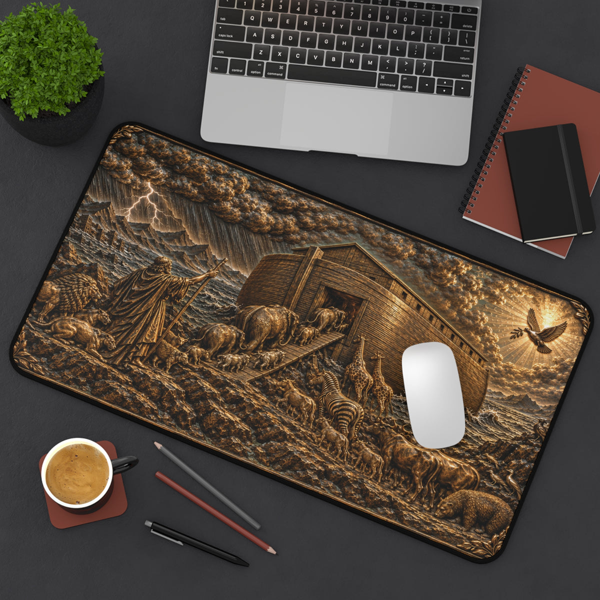 Noah's Ark Desk Mat, Bronze Relief