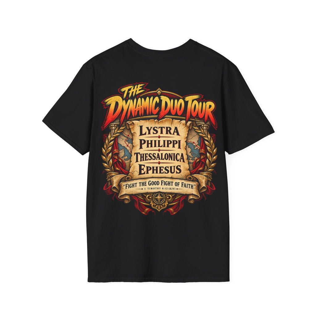 Paul and Timothy Dynamic Duo Tour T-Shirt | Christian Rock Concert Tee | Bible Inspired Graphic Shirt | Faith Gift for Men & Women