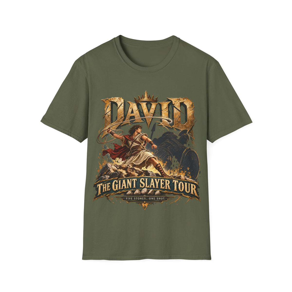 David Giant Slayer Tour T-Shirt | Biblical Concert Tee | David and Goliath Christian Shirt | Vintage Bible Graphic Tee | 1 Samuel 17:47
