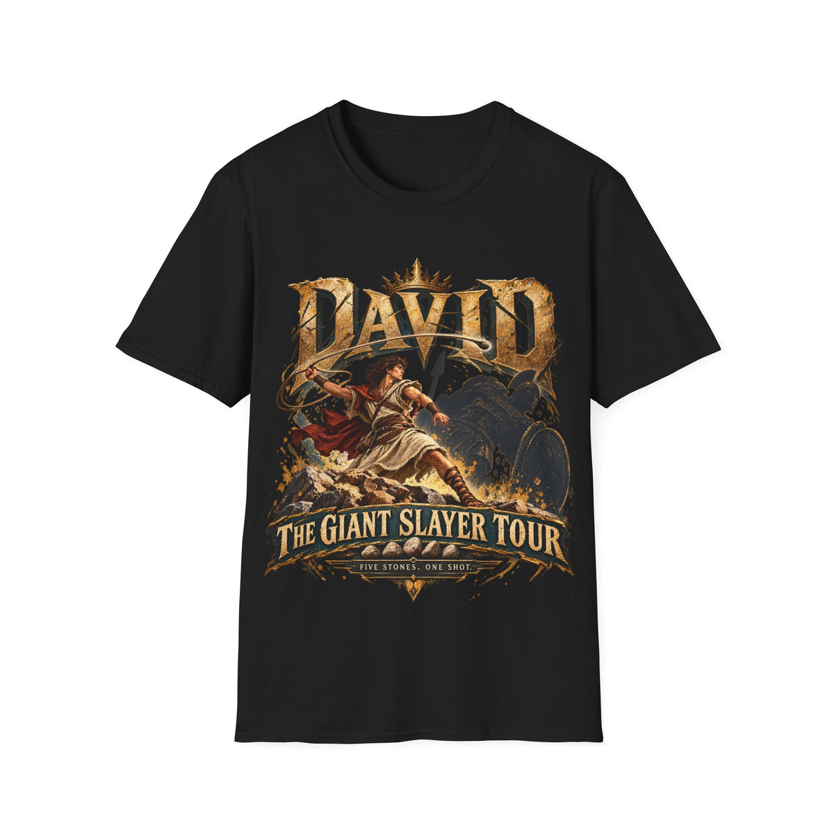 David Giant Slayer Tour T-Shirt | Biblical Concert Tee | David and Goliath Christian Shirt | Vintage Bible Graphic Tee | 1 Samuel 17:47