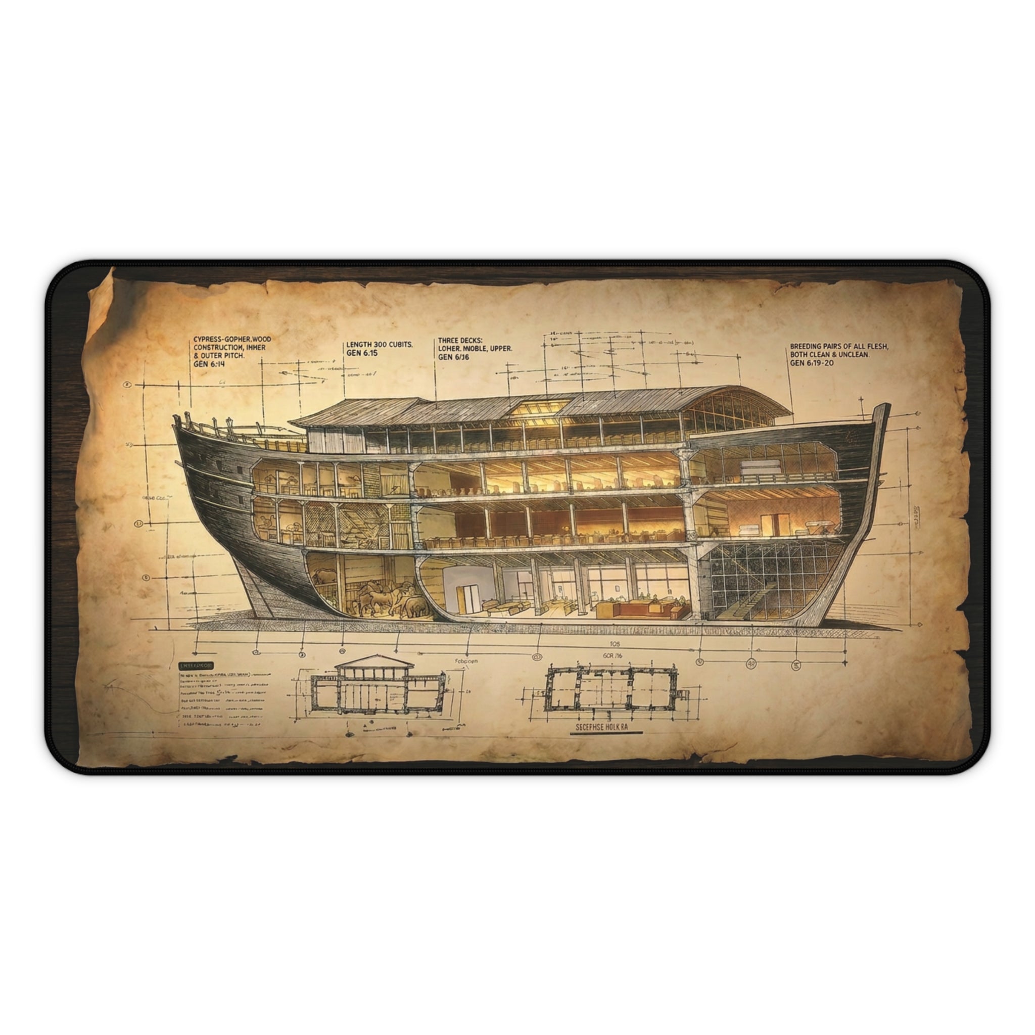 Noah's Ark Blueprint Desk Mat