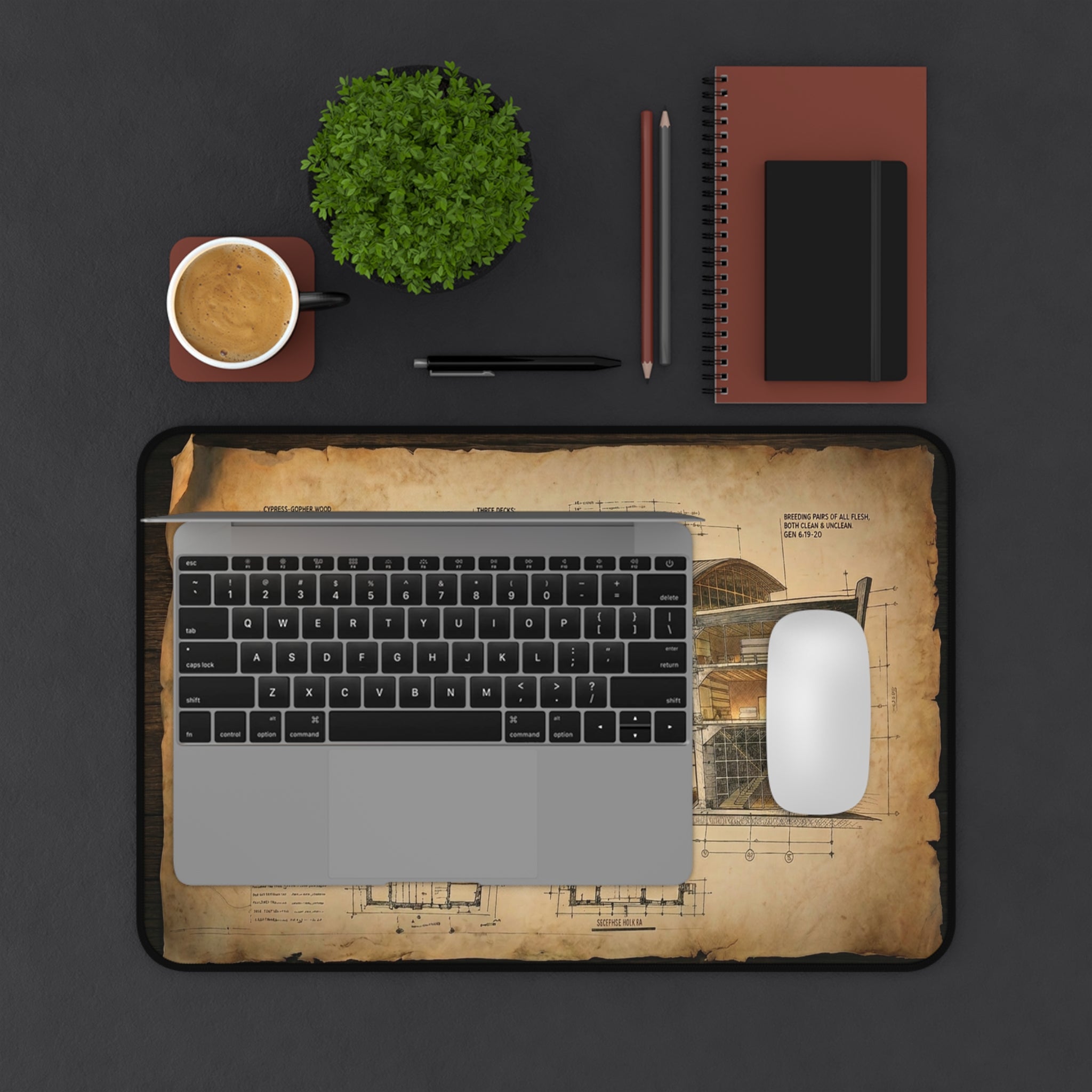Noah's Ark Blueprint Desk Mat