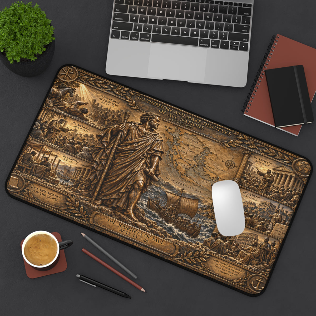 Journeys of Paul Desk Mat, Bronze Relief