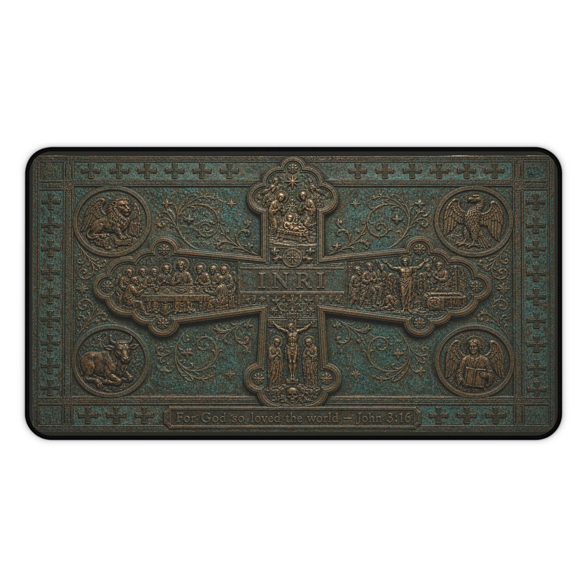 Life of Christ Bronze Relief Desk Mat