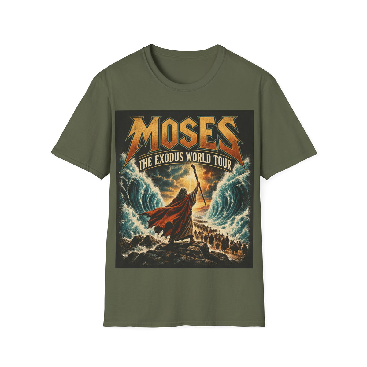 Moses Exodus World Tour T-Shirt | Funny Christian Concert Tee | Bible Inspired Graphic Shirt | Red Sea Parting Religious Gift