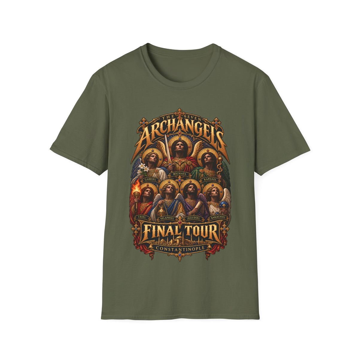 Seven Archangels Final Tour T-Shirt | Byzantine Eastern Orthodox Angel Art | Constantinople Concert Tee | Christian Gift