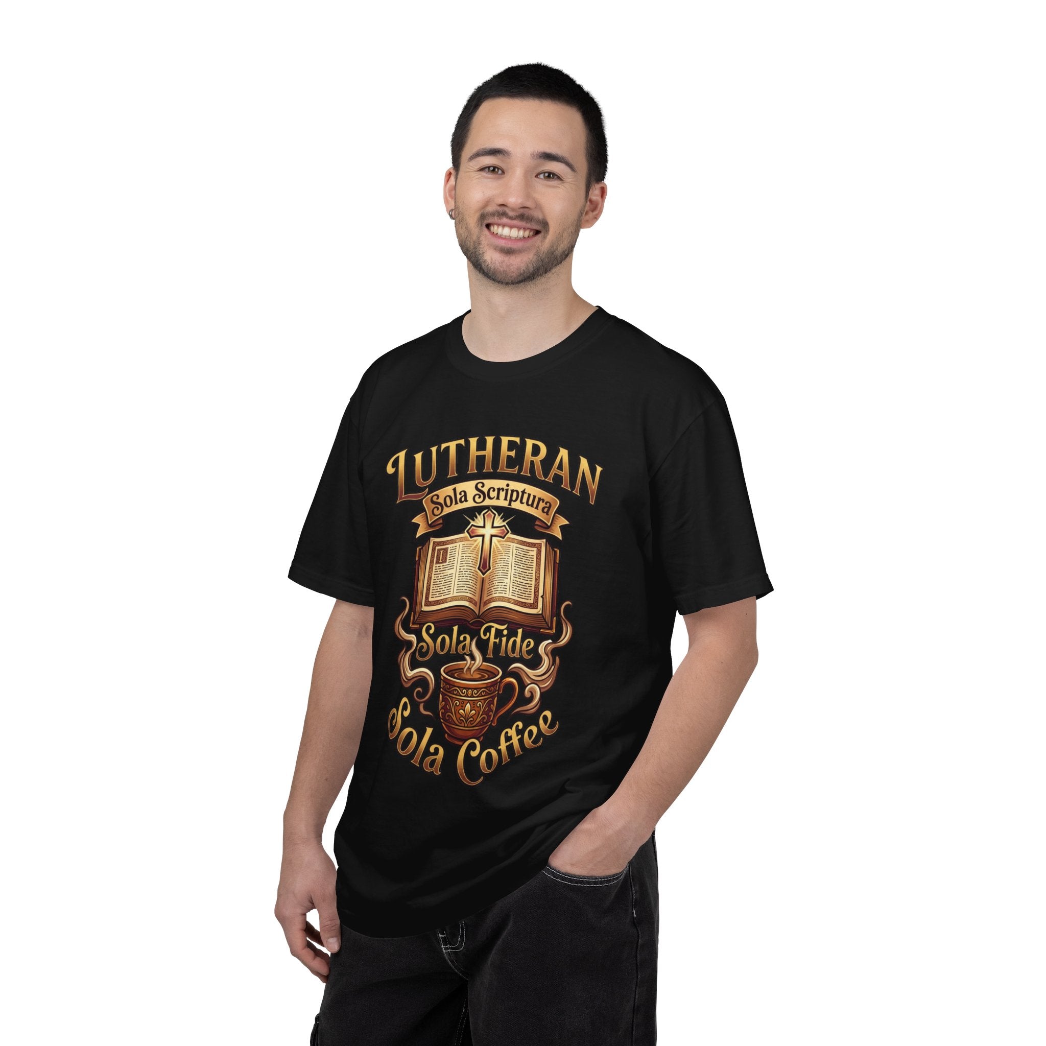 LUTHERAN T-Shirt: Sola Scriptura Sola Fide Sola Coffee