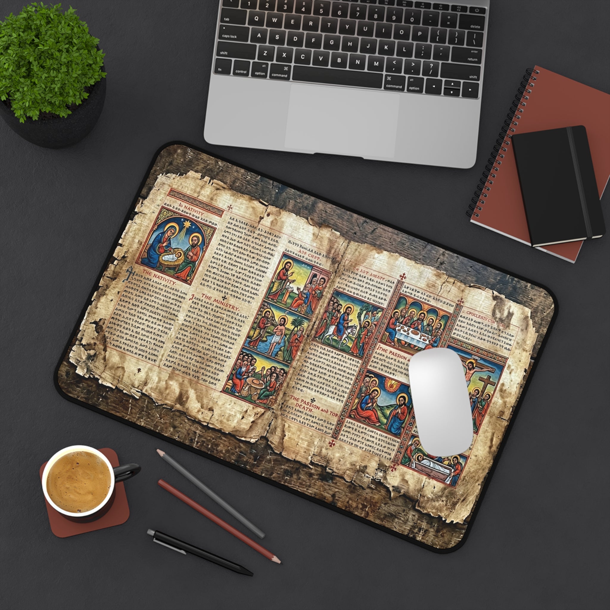 Ancient Ethiopian Papyrus of the Life and Death of Jesus Desk Mat