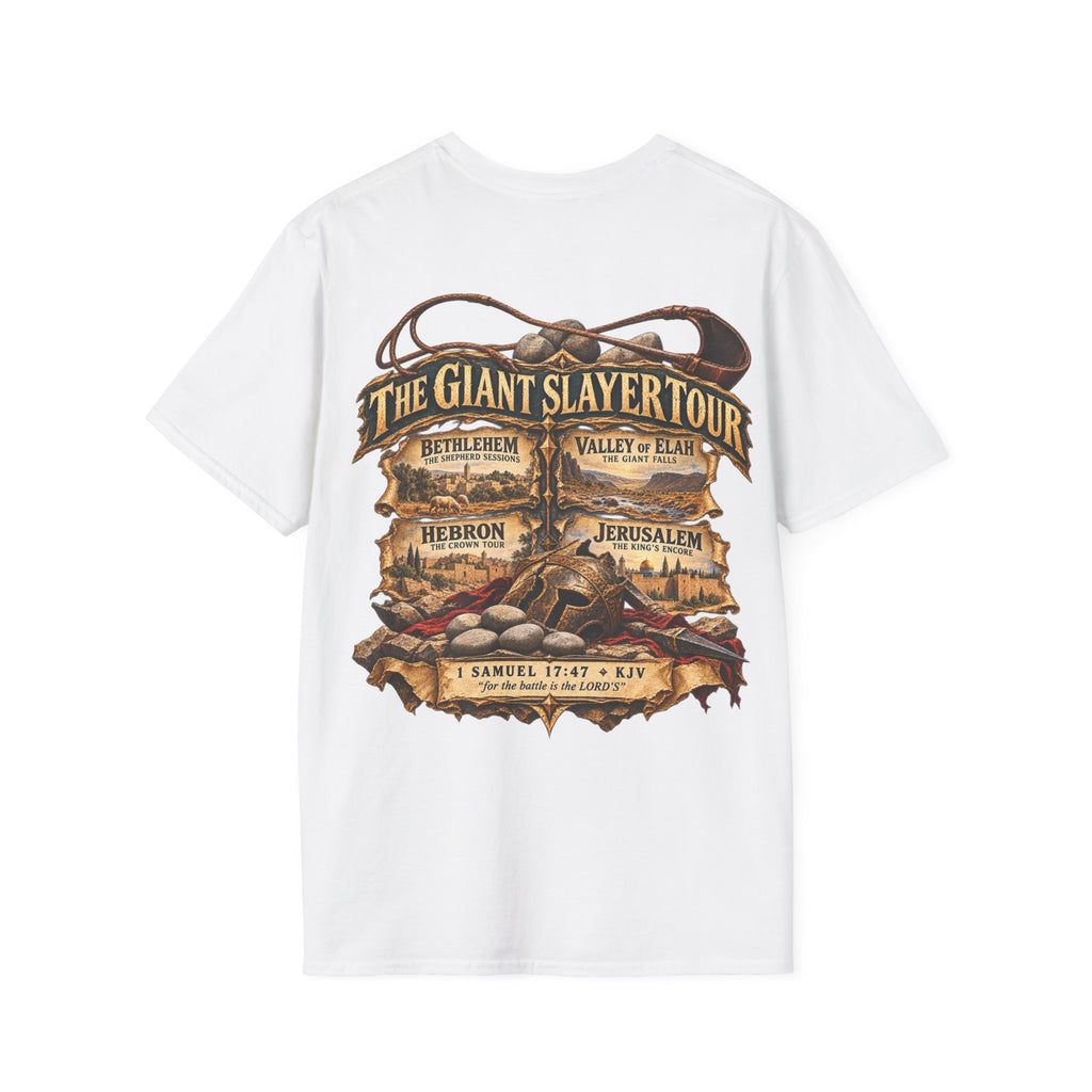 David Giant Slayer Tour T-Shirt | Biblical Concert Tee | David and Goliath Christian Shirt | Vintage Bible Graphic Tee | 1 Samuel 17:47
