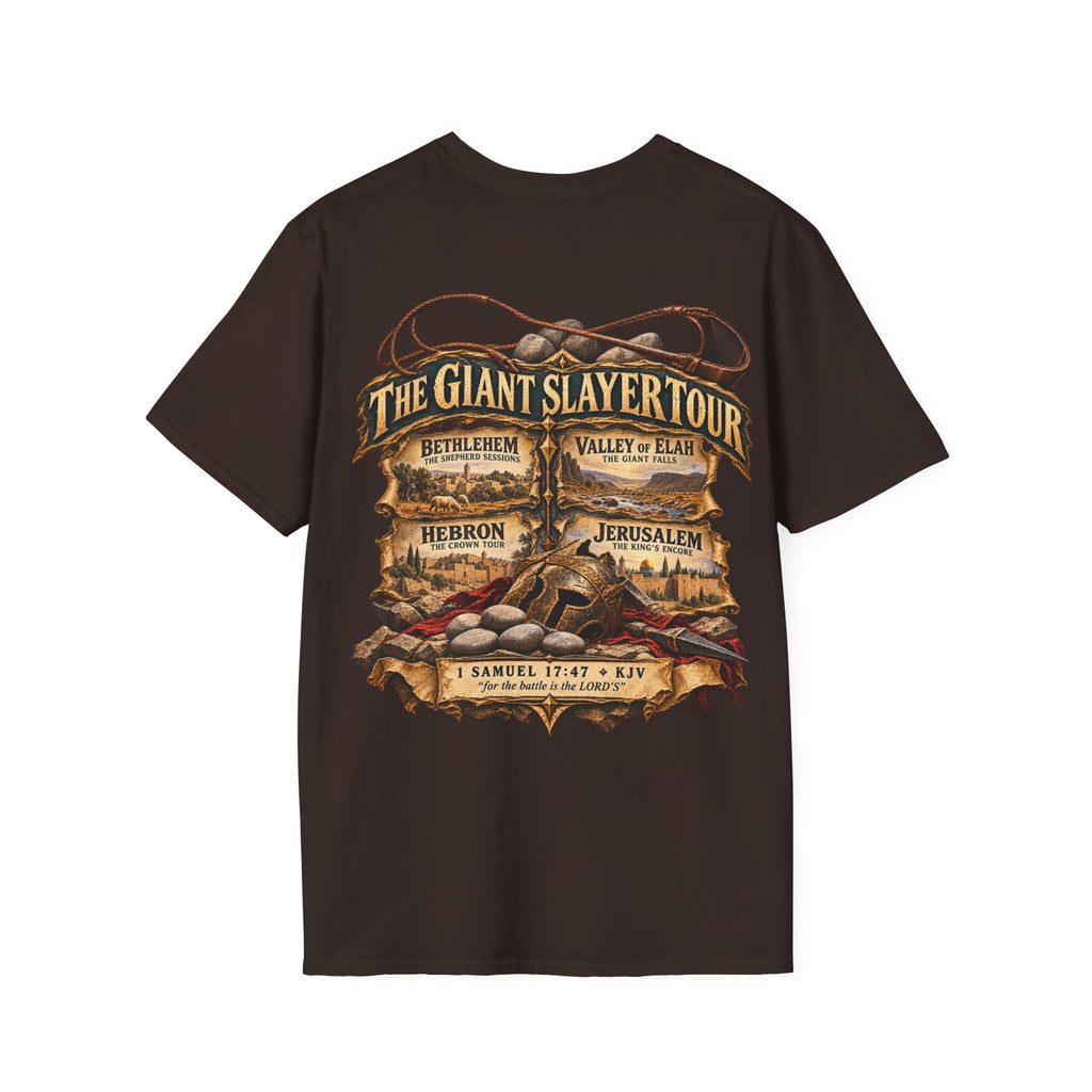 David Giant Slayer Tour T-Shirt | Biblical Concert Tee | David and Goliath Christian Shirt | Vintage Bible Graphic Tee | 1 Samuel 17:47