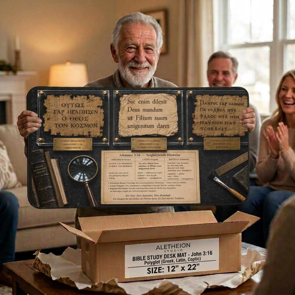 Johannes 3,16 auf Griechisch, Lateinisch & Koptisch Schreibtischunterlage