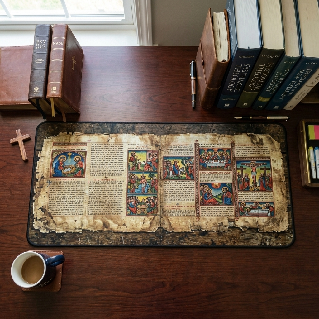 Ancient Ethiopian Papyrus of the Life and Death of Jesus Desk Mat