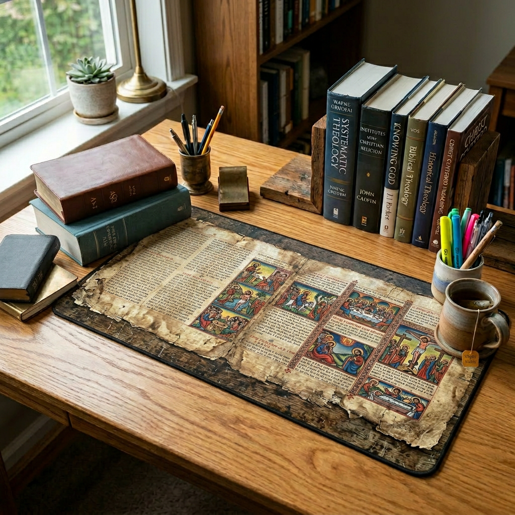 Ancient Ethiopian Papyrus of the Life and Death of Jesus Desk Mat