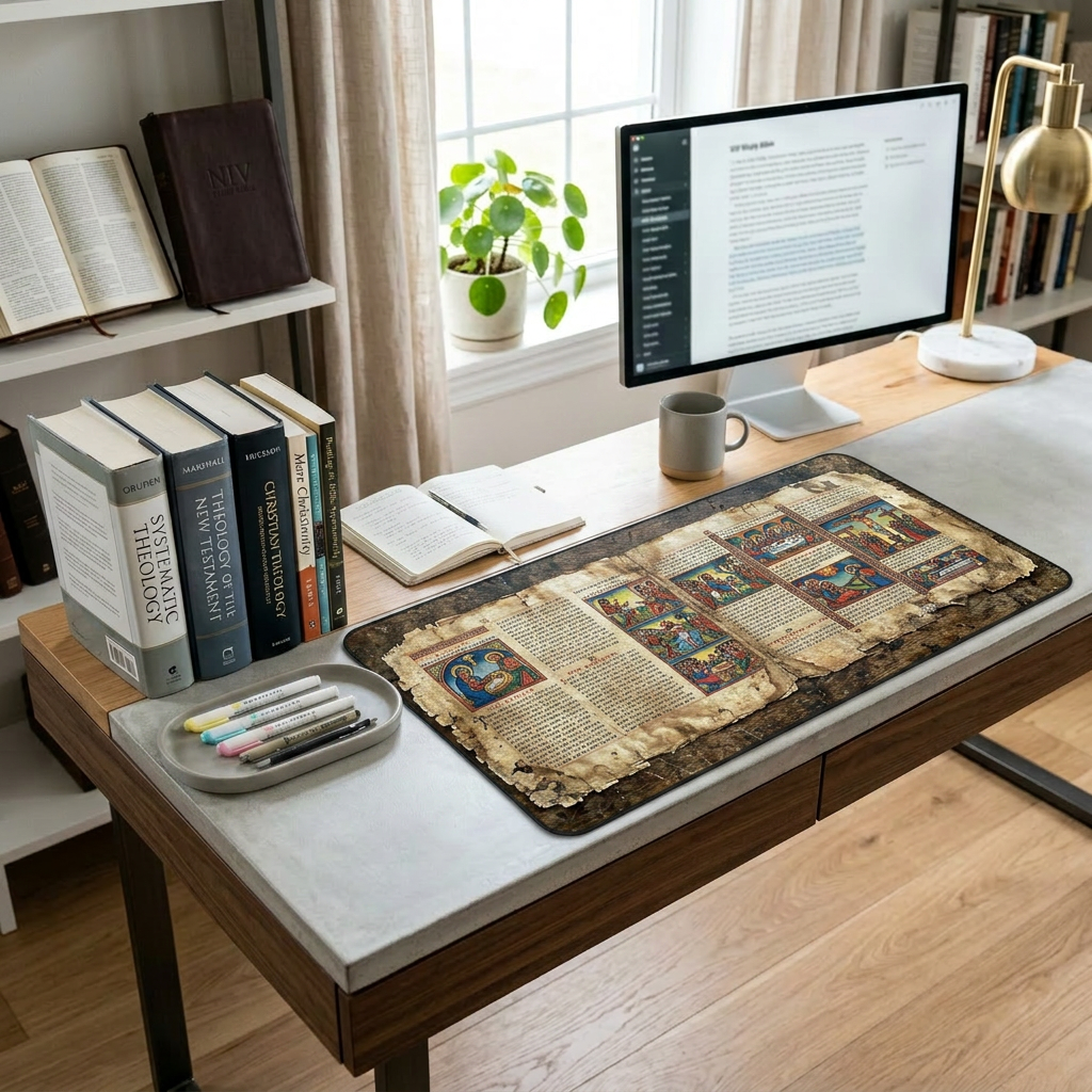 Ancient Ethiopian Papyrus of the Life and Death of Jesus Desk Mat
