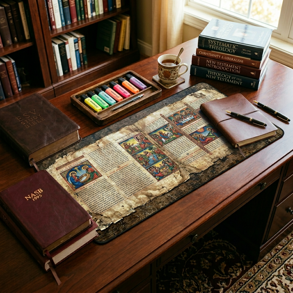 Ancient Ethiopian Papyrus of the Life and Death of Jesus Desk Mat