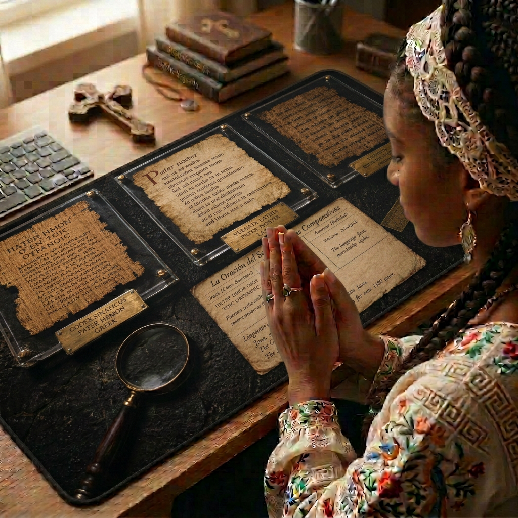 Padre Nuestro en Griego, Latín y Arameo Alfombrilla de Escritorio