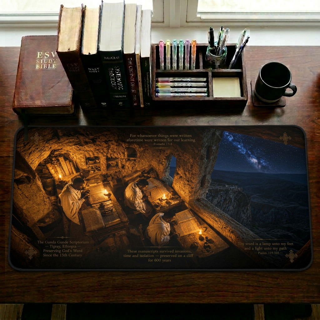 Ancient Ethiopian Monastery Gunda Gunde Desk Mat