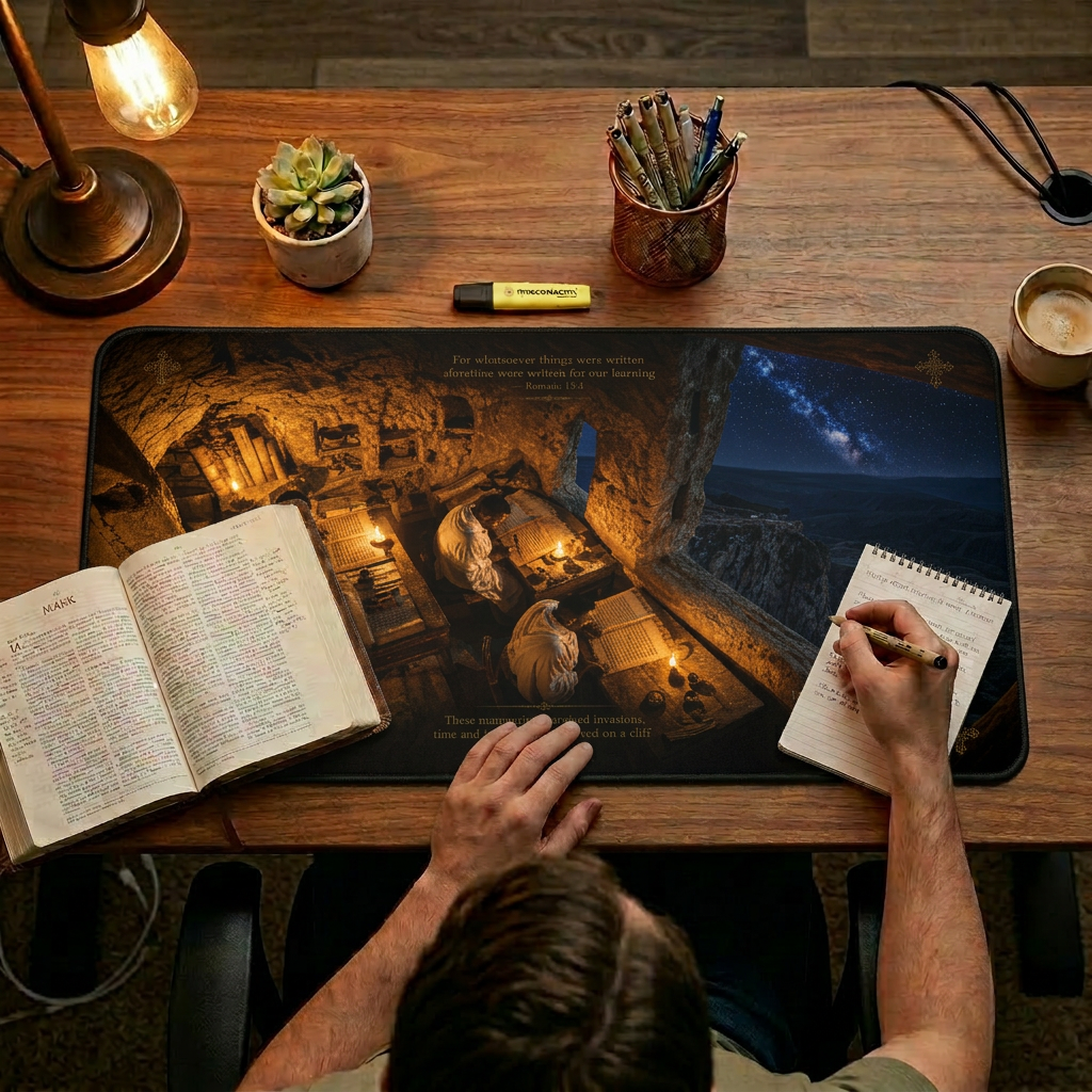 Ancient Ethiopian Monastery Gunda Gunde Desk Mat