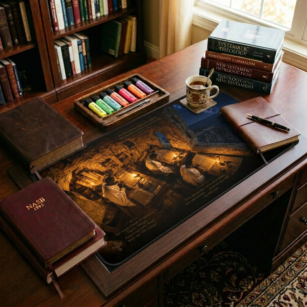 Ancient Ethiopian Monastery Gunda Gunde Desk Mat
