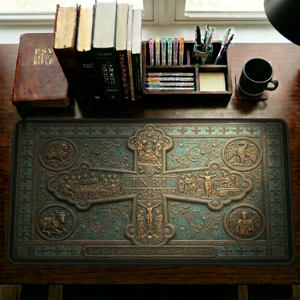 Life of Christ Bronze Relief Desk Mat