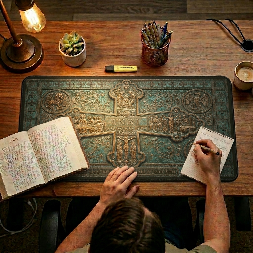 Life of Christ Bronze Relief Desk Mat