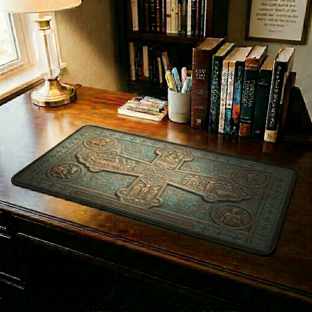 Life of Christ Bronze Relief Desk Mat