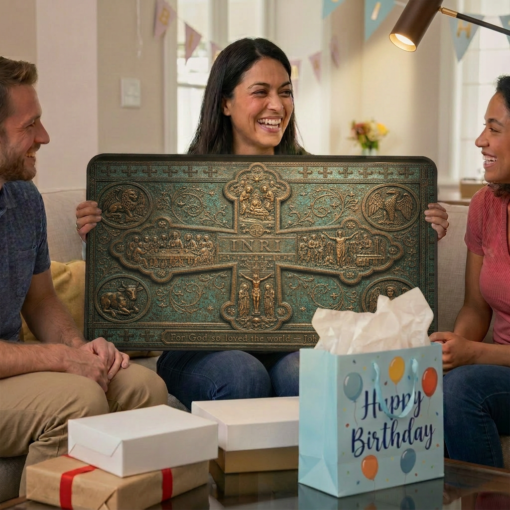 Life of Christ Bronze Relief Desk Mat