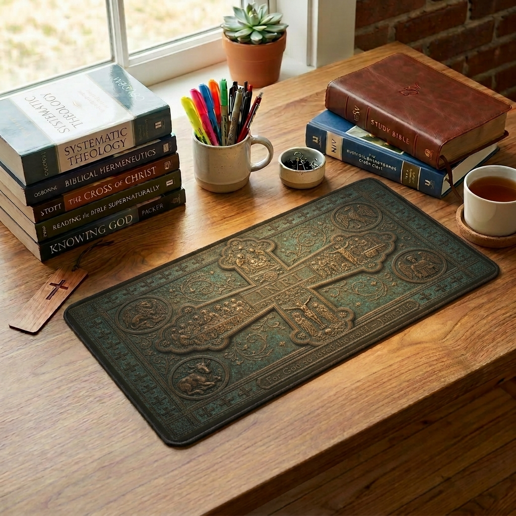 Life of Christ Bronze Relief Desk Mat