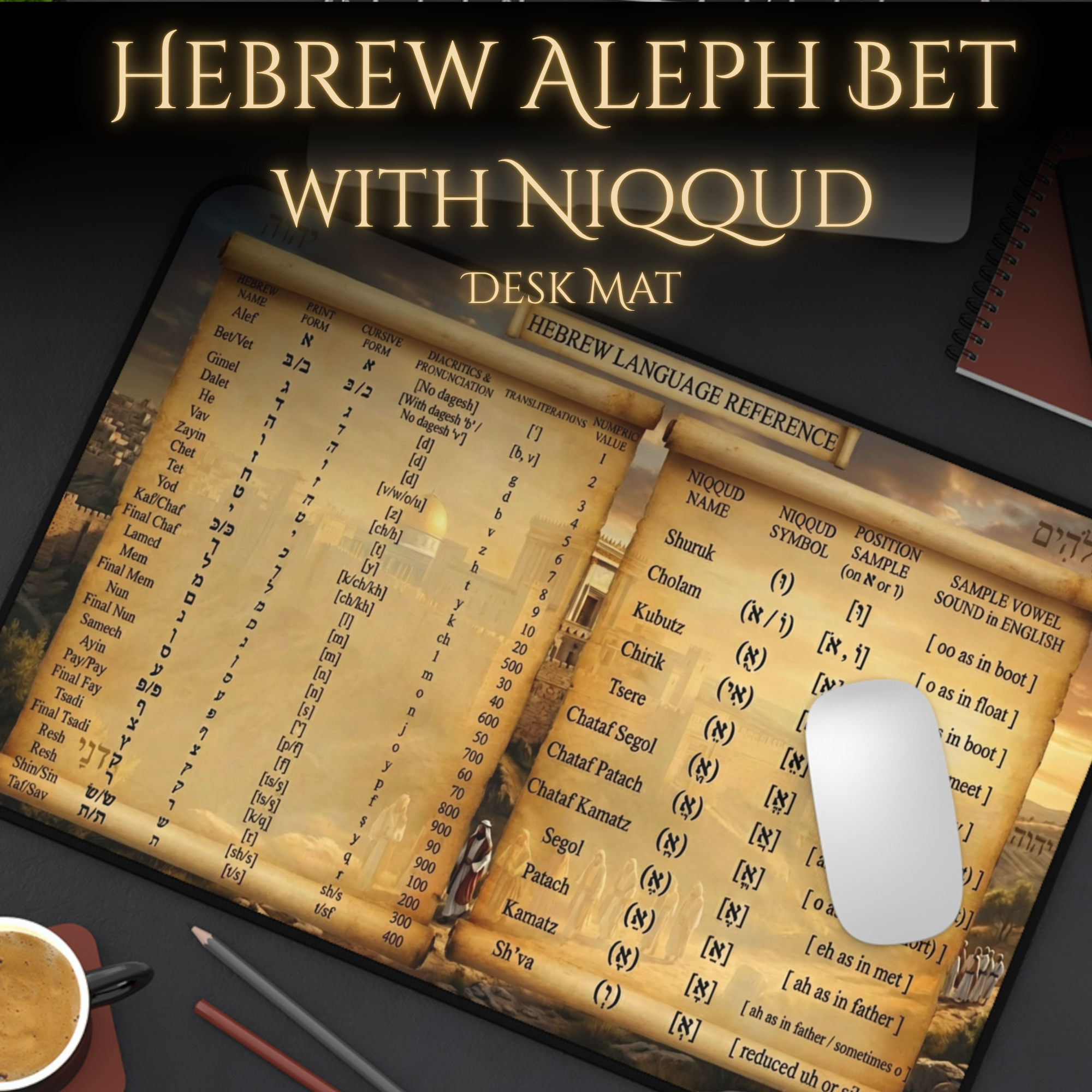 Hebrew Alphabet Desk Mat